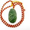 2.1" China Certified Nature Hetian Nephrite Green Jade Fortune Rat and Ruyi Hand Carved Necklace Pendant 2540 view 2