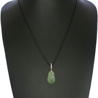 0.9" China Certified Grade A Nature Hisui Jadeite Jade Lucky Ruyi Hand Carved Neckalce Pendants (S925) 8617
