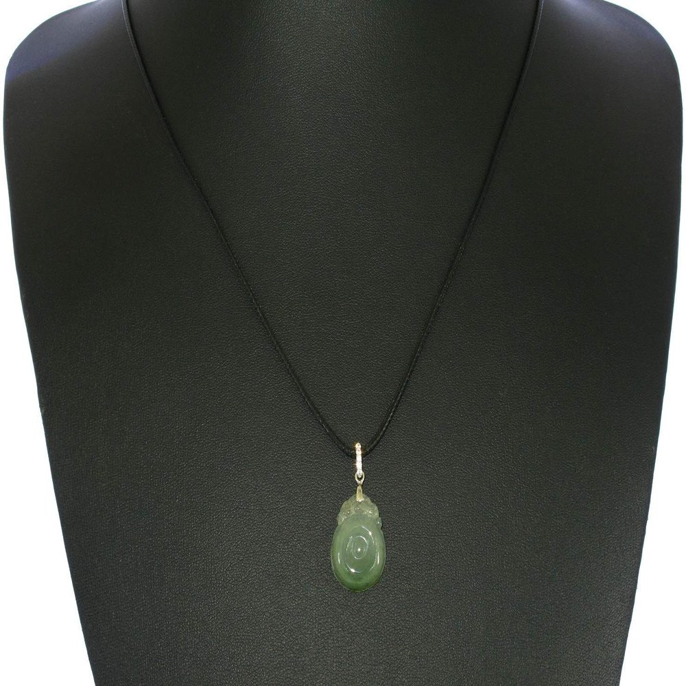 0.9" China Certified Grade A Nature Hisui Jadeite Jade Lucky Ruyi Hand Carved Neckalce Pendants (S925) 8617