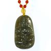 2.1" China Certified Nature Hetian Nephrite Green Jade Blessing Kwan-yin Hand Carved Necklace Pendant 6185 view 2