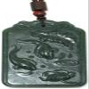2.4" China Certified Nature Hetian Nephrite Jade Fortune Pisces Amulet and Lotus Hand Carved Necklace Pendant 3434 view 3
