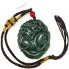 1.9" China Certified Nature Hetian Nephrite Jade Fortune Pixiu Double Carved Necklace Pendant 6181 view 2