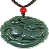 1.9" China Certified Nature Hetian Nephrite Jade Fortune Pixiu Double Carved Necklace Pendant 6181 view 3