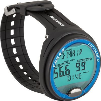 Cressi Donatello Wrist Dive Computer - Black/Blue - Air & Nitrox Modes - Gauge & Free Diving - HD Backlit Display
