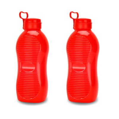 oliveware King Plastic Water Bottle, 2L, Set of 2, Red