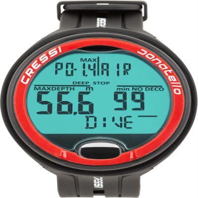 Cressi Donatello Wrist Dive Computer - Black/Red - Air & Nitrox Modes - Gauge & Free Diving - HD Backlit Display