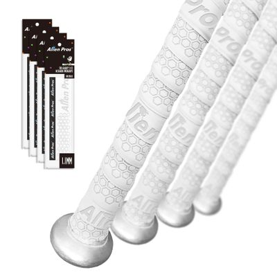 ALIEN PROS Bat Grip Tape for Baseball (4 Grips) 1.1 mm Precut and Pro Feel Bat Tape Replacement for Old Baseball bat Grip Wrap Your Bat for an Epic Home Run (4 Grips, White)