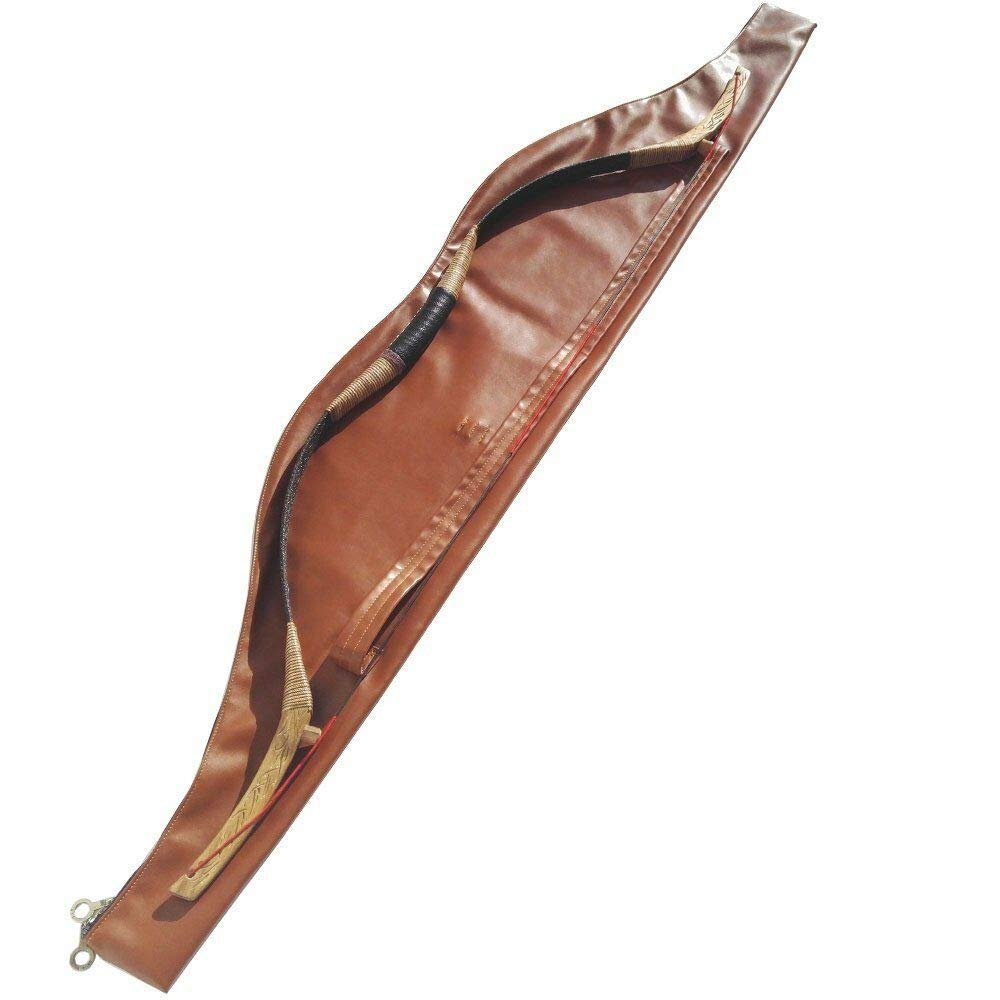 Weatlake Archery Bow Bag Case Recurve Traditional Longbow Cover Soft Leather Waterproof