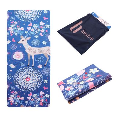 BESTZO Travel Yoga Mat-Sweat Absorbent Anti Slip,Portable 1/16 Inch Ultra Thin Folding Mat for Yoga Pilates Fitness Exercise,Comes with Carrying Bag (Plum Blossom Fairy Deer)