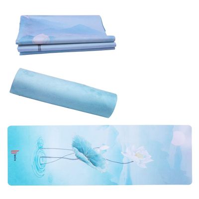 BESTZO Travel Yoga Mat-Sweat Absorbent Anti Slip,Portable 1/16 Inch Ultra Thin Folding Mat for Yoga Pilates Fitness Exercise,Comes with Carrying Bag (Quiet Lotus)
