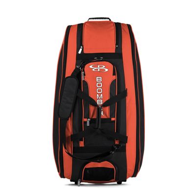 Boombah Beast Rolling Bat Bag - 40" x 14" x 13" - Black/Orange - Holds 8 Bats, Glove and Shoe Compartments