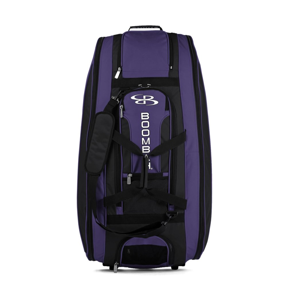 Boombah Beast Rolling Bat Bag - 40" x 14" x 13" - Black/Purple - Holds 8 Bats, Glove and Shoe Compartments