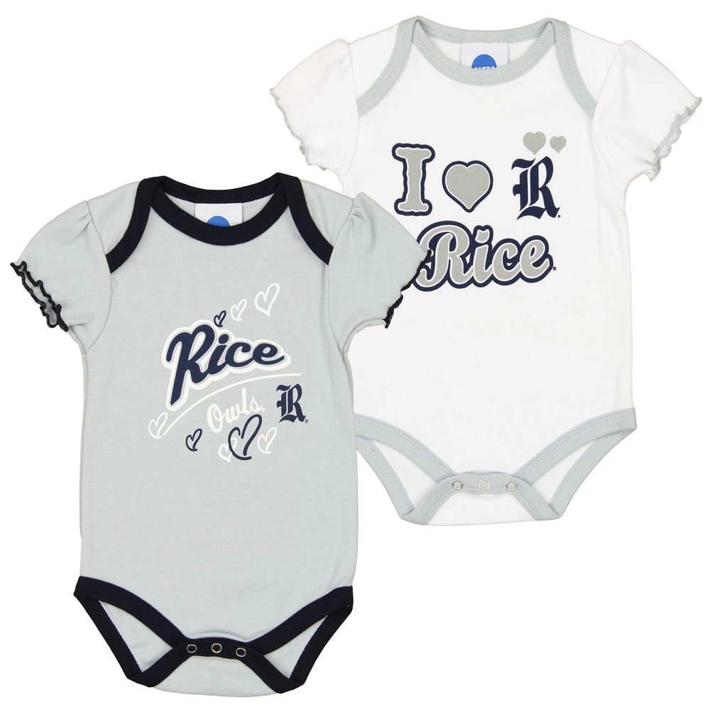 Outerstuff NCAA Baby Rice Owls Biggest Fan 2 Pack Onesies, 18 Months