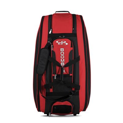 Boombah Beast Rolling Bat Bag - 40" x 14" x 13" - Black/Red - Holds 8 Bats, Glove and Shoe Compartments