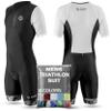 SLS3 Triathlon Suits Mens - Aerodynamic Sleeved Tri Suit Men  Lightweight Trisuit with Premium FX Fabrics - 2 Pockets (Monochrome, X-Large) view 1