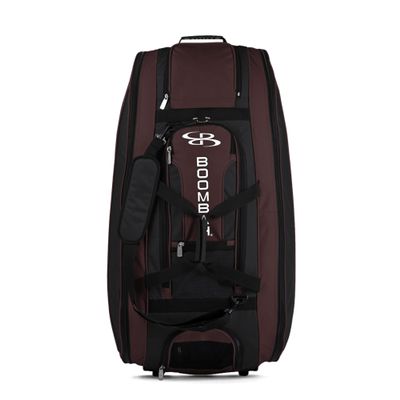 Boombah Beast Rolling Bat Bag - 40" x 14" x 13" - Black/Maroon - Holds 8 Bats, Glove and Shoe Compartments