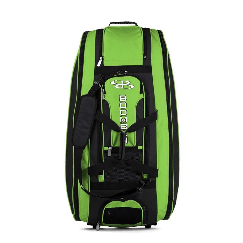 Boombah Beast Rolling Bat Bag - 40" x 14" x 13" - Black/Lime Green - Holds 8 Bats, Glove and Shoe Compartments