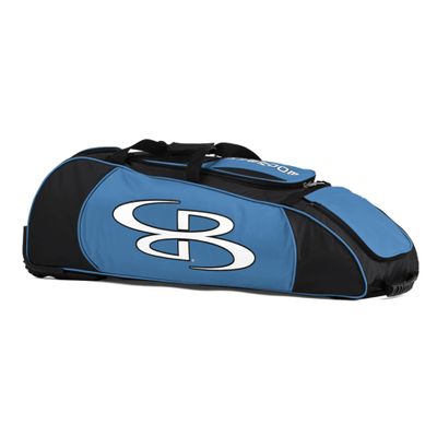 Boombah Spartan Rolling Bat Bag - 38" x 12-1/2" x 12" - Black/Columbia - Holds 4 Bats and Much More