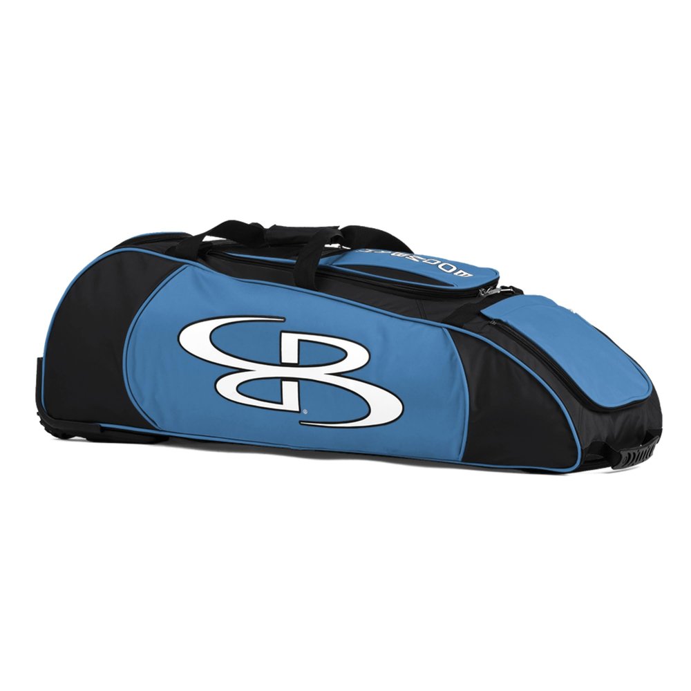 Boombah Spartan Rolling Bat Bag - 38" x 12-1/2" x 12" - Black/Columbia - Holds 4 Bats and Much More