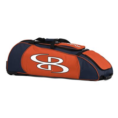 Boombah Spartan Rolling Bat Bag - 38" x 12-1/2" x 12" - Navy/Orange - Holds 4 Bats and Much More