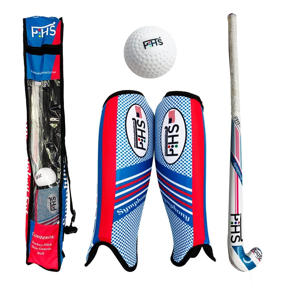 F HS Field Hockey Stick Set Symphony 32 Inch Stick Shinguards Ball Bag Gift Hockey Set (32 Inch Stick)