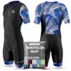 SLS3 Triathlon Suits Mens - Aerodynamic Sleeved Tri Suit Men  Lightweight Trisuit with Premium FX Fabrics - 2 Pockets (Blue Edge, Medium) view 1