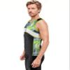 SLS3 Tri Top Men - Sleeveless Mens Triathlon Top  PRO Premium FX Material - 3 Pocket Triathlon Shirts for Men (Black/Green Geo, Small) view 1