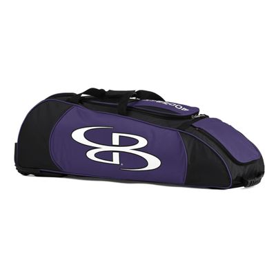 Boombah Spartan Rolling Bat Bag - 38" x 12-1/2" x 12" - Black/Purple - Holds 4 Bats and Much More