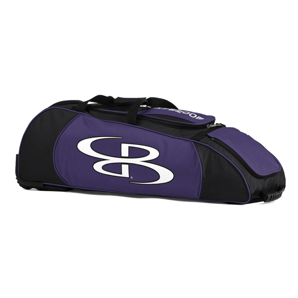 Boombah Spartan Rolling Bat Bag - 38" x 12-1/2" x 12" - Black/Purple - Holds 4 Bats and Much More