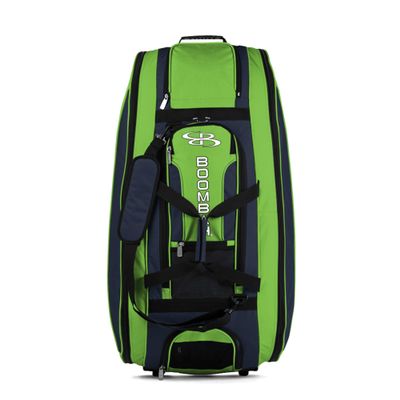 Boombah Beast Rolling Bat Bag - 40" x 14" x 13" - Navy/Lime Green - Holds 8 Bats, Glove and Shoe Compartments