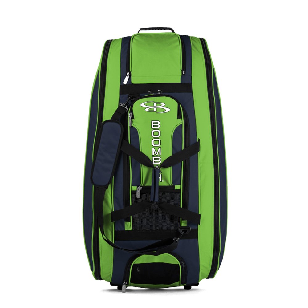 Boombah Beast Rolling Bat Bag - 40" x 14" x 13" - Navy/Lime Green - Holds 8 Bats, Glove and Shoe Compartments