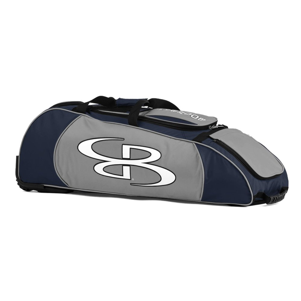 Boombah Spartan Rolling Bat Bag - 38" x 12-1/2" x 12" - Navy/Gray - Holds 4 Bats and Much More
