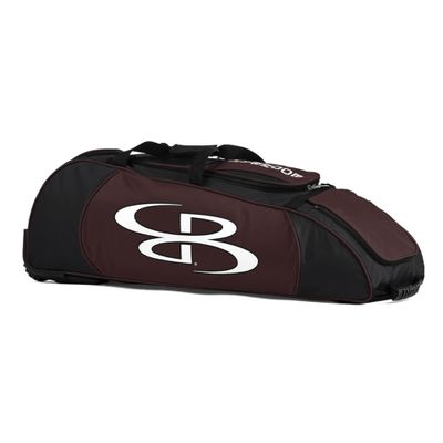 Boombah Spartan Rolling Bat Bag - 38" x 12-1/2" x 12" - Black/Maroon - Holds 4 Bats and Much More