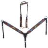 CHALLENGER Horse Western Floral Tooled Laced One Ear Tack Set Bridle Headstall Breast Collar 78HR02A view 4