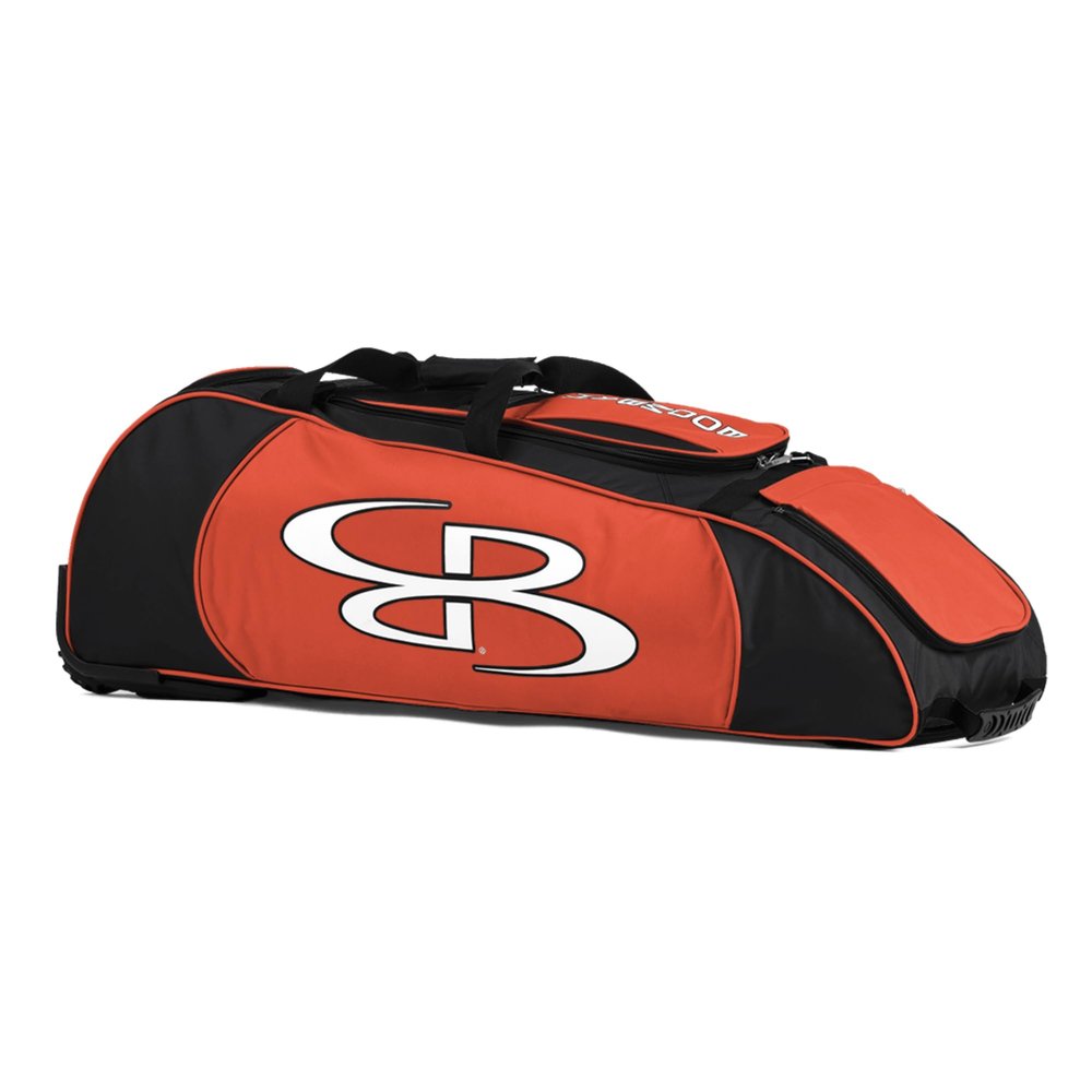 Boombah Spartan Rolling Bat Bag - 38" x 12-1/2" x 12" - Black/Orange - Holds 4 Bats and Much More