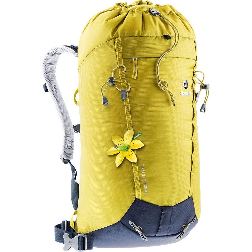 Deuter Guide Lite 22 SL - Womens Lightweight Endurance Alpine Backpack for Expedition, Mountain Climbing, and Ski Tours - Greencurry/Navy