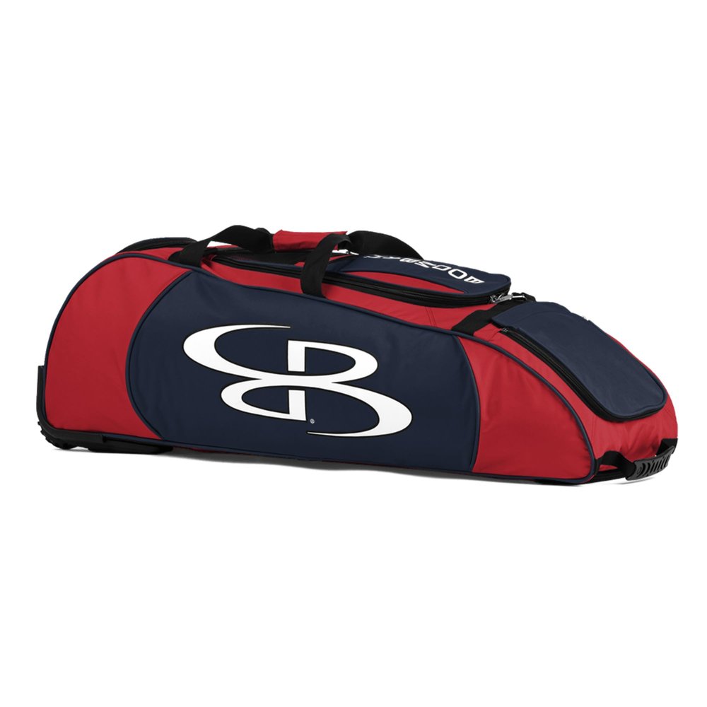 Boombah Spartan Rolling Bat Bag - 38" x 12-1/2" x 12" - Red/Navy - Holds 4 Bats and Much More