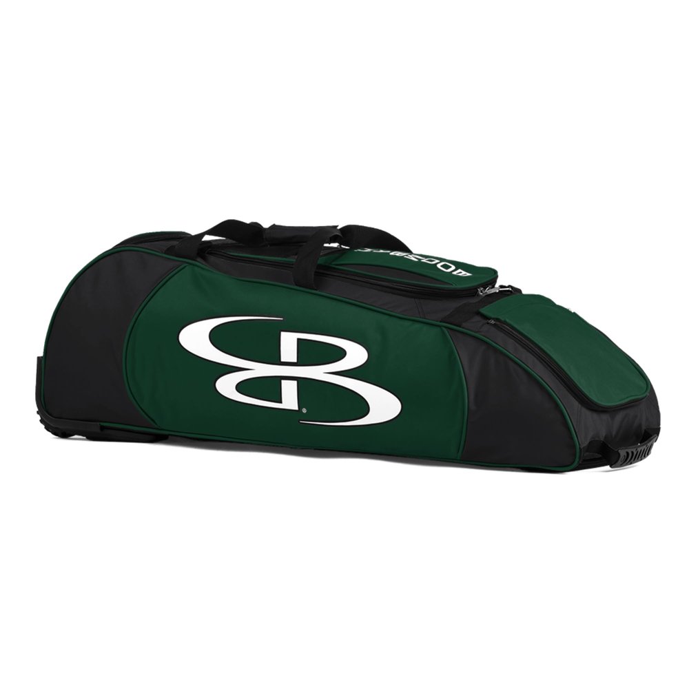 Boombah Spartan Rolling Bat Bag - 38" x 12-1/2" x 12" - Black/Dark Green - Holds 4 Bats and Much More