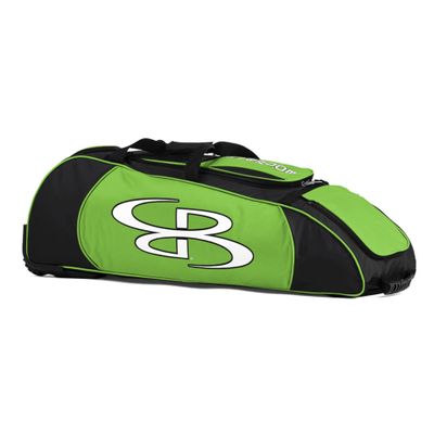 Boombah Spartan Rolling Bat Bag - 38" x 12-1/2" x 12" - Black/Lime Green - Holds 4 Bats and Much More