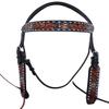 CHALLENGER Horse Western Floral Tooled Laced Browband Tack Bridle Headstall 78HR05HB view 1