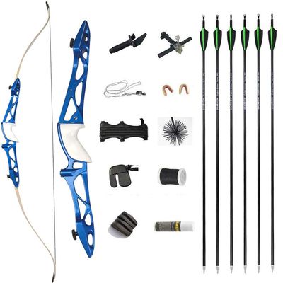 12-40lbs Archery Takedown Recurve Bow and Arrows Set 66" 68" 70" Aluminum Alloy Riser Hunting Target Practice Bow Traditional Longbow with Bow Archery Accessories (68" Blue, 16lbs)