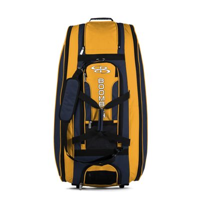 Boombah Beast Rolling Bat Bag - 40" x 14" x 13" - Navy/Gold - Holds 8 Bats, Glove and Shoe Compartments