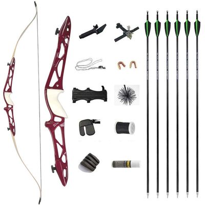 12-40lbs Archery Takedown Recurve Bow and Arrows Set 66" 68" 70" Aluminum Alloy Riser Hunting Target Practice Bow Traditional Longbow with Bow Archery Accessories (68" red, 20lbs)