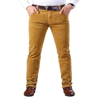 Idopy Men`s Business Slim-Fit 5-Pocket Comfort Corduroy Dress Pants Khaki/32
