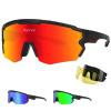 MooFee Polarized Sports Sunglasses with 3 Interchangeable Lenses,Mens Womens Cycling Glasses,Bike Glasses Bicycle Sunglasses for Driving Cycling Running Fishing (Black Red) view 1