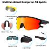 MooFee Polarized Sports Sunglasses with 3 Interchangeable Lenses,Mens Womens Cycling Glasses,Bike Glasses Bicycle Sunglasses for Driving Cycling Running Fishing (Black Red) view 2
