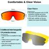 MooFee Polarized Sports Sunglasses with 3 Interchangeable Lenses,Mens Womens Cycling Glasses,Bike Glasses Bicycle Sunglasses for Driving Cycling Running Fishing (Black Red) view 4