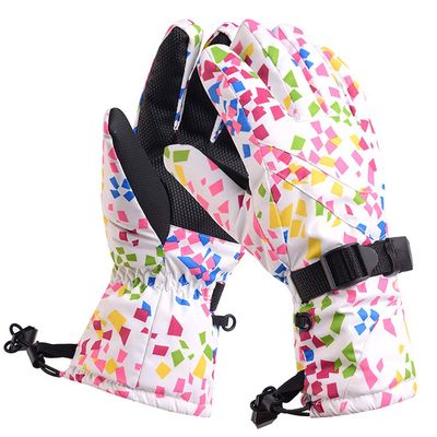 Ewindy Parent Child Outdoor Winter Ski Gloves Warmest Waterproof and Breathable Snow Gloves for Mens,Womens and Kids Skiing (Colored dots, L)