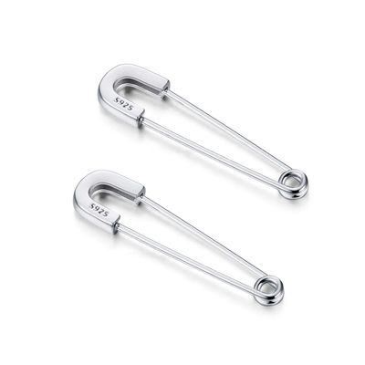 Safety Pin Earring 925 Sterling Silver Safety Pin Earrings for Women Punk Small Paperclip Hoop Earrings