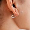 Safety Pin Earring 925 Sterling Silver Safety Pin Earrings for Women Punk Small Paperclip Hoop Earrings view 3